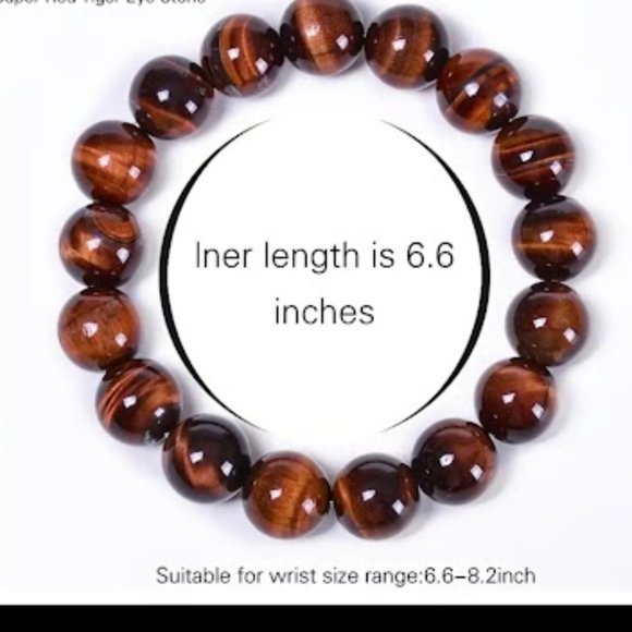 1pc Natural Red Tiger Eye Stone Bracelet 8mm Round Stones Stretches - Picture 3 of 3